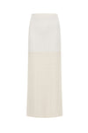 SWAYING/KNIT patchwork striped long skirt SW23AW3B09 white